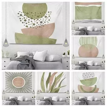 Гобелен для офиса, гостиной, простая линия, растительный лист, подвесная ткань, украшение для дома, стены, гобелен 100x75cm