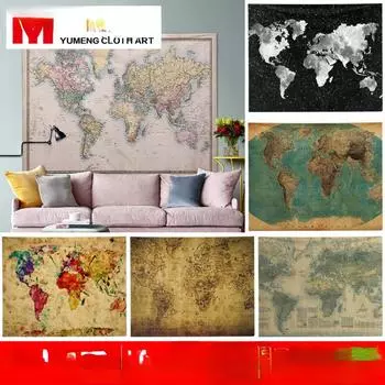 Гобелен для спальни, украшение для дома, ткань, карта мира, фон, ткань, фреска, пляжное полотенце 100*75cm