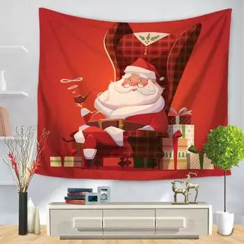 Гобелен для украшения комнаты, серия Санта-Клауса, гобелен с принтом, домашний висит, пляжная ткань, гостиная, спальня, настенный подвес 75x75cm30x30inch