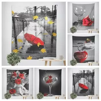 Гобелен для украшения сцены в серо-белых тонах, украшение для дома, гобелен для гостиной, офиса 100x75cm