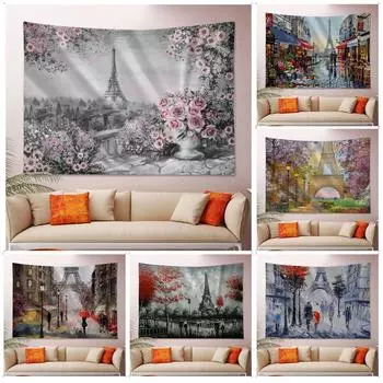 Гобелен для украшения стен дома, Париж, Франция, Эйфелева башня, художественная подвесная ткань, гобелен для офисной гостиной 100x75cm