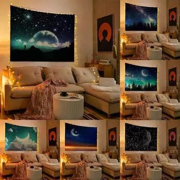 Гобелен для украшения стены, эстетическая лунная ночь, дома, гостиной, висячий фон, ткань 100x75cm