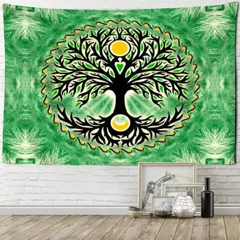 Гобелен «Древо жизни викингов» настенный Гобелен в стиле бохо хиппи Тапиз простой психоделический общежитие гостиная домашний декор 95x70cm