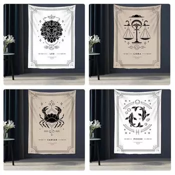 Гобелен «Двенадцать созвездий Таро», настенный психоделический волшебный богемный стиль, матрас в стиле хиппи, искусство домашнего декора 95x70cm