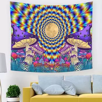 Гобелен Фиолетовый Гриб Глаза Украшения Дома Гостиная Тканевая Комната Фон Гостиная Украшение Тканевой Комнаты Подвесной Тканевый Гобелен 95*73cm