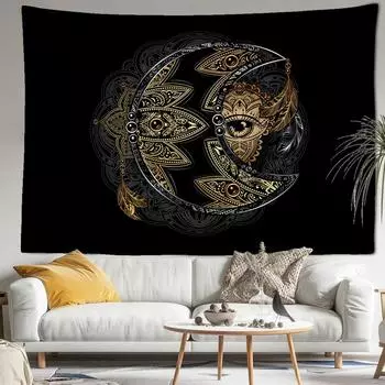 Гобелен «Глаз Луны», настенный гобелен, абстрактное загадочное искусство, колдовство, богемный хиппи, тапитц, домашний декор для спальни 95x73CM