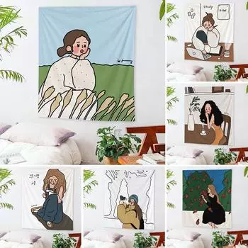 Гобелен Гостиная Спальня Стена Милая Девушка Эстетический Декор Фон Ткань 100x75cm