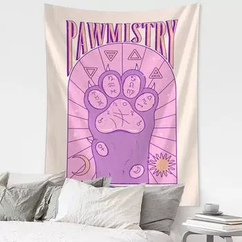 Гобелен «Кошачьи лапы» Таро, настенный гобелен, колдовство, богемный стиль, кавайи, хиппи, общежитие для девочек, домашний декор 95x70CM