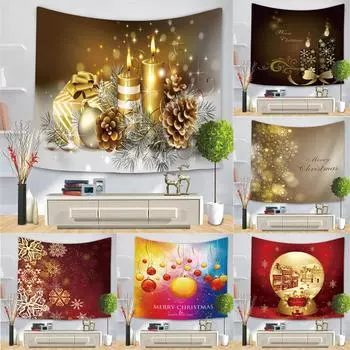 Гобелен Красочный Золотой Рождественской серии Гобелен Снежинка Гостиная Спальня Прикроватная Настенная Ткань 100x75cm