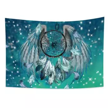 Гобелен «Ловец снов» психоделический гобелен с перьями настенный фон ткань декор в стиле бохо спальня эстетика домашнего декора 100X75CM