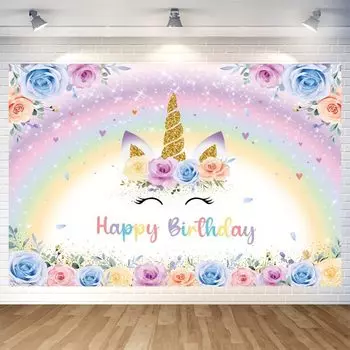 Гобелен на день рождения единорога Украшение на день рождения единорога Фотоплакат на день рождения Фон для фото на день рождения единорога С днем рождения Стильный гобелен на день рождения