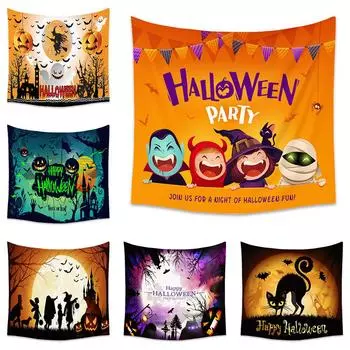 Гобелен на Хэллоуин для комнаты, гостиной, Настенный декор, фон из ткани, черепа, тыквы, вечерние баннер, настенный художественный домашний декор, гобелен 100x75cm