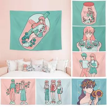 Гобелен настенный Арт Девушка Ткань Картина Фон Украшение Комнаты 100x75cm