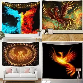 Гобелен «Огненный Феникс» для украшения офиса, гостиной, настенный гобелен для дома 100x75cm