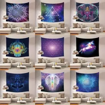 Гобелен Покрывало Йога Коврик Одеяло Красочная Мандала Домашний Декор Настенный 100x75cm