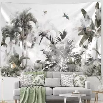 Гобелен «Попугай в тумане» психоделический хиппи Тапиз Бохо настенная роспись Эстетическая комната домашний декор 95x70cm