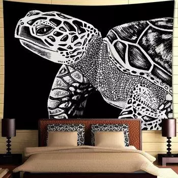 Гобелен с черепахой, психоделический гобелен с осьминогом, морская жизнь, бохо, художественный настенный гобелен, гобелен для спальни, комнаты в общежитии, эстетика, домашний декор 100X75CM