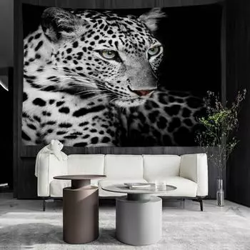 Гобелен с Черной Пантерой, настенный гобелен с животными, хиппи, психоделический загадочный домашний декор для спальни, фоновая ткань 95x70CM