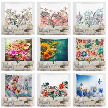 Гобелен с цветами, художественный богемный настенный гобелен, богемная ткань с принтом, украшение для дома, покрывало, настенный гобелен 100x75cm