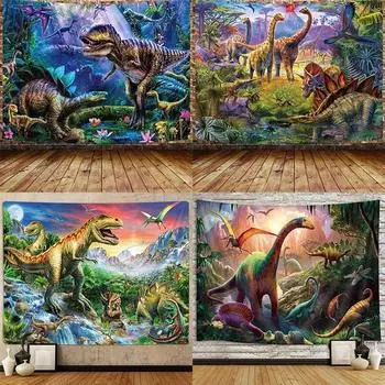 Гобелен с динозавром Юрского периода, дикие древние животные, настенный гобелен из натурального леса, домашний декор для спальни 100x75cm