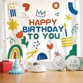 Гобелен с днем рождения, подвесная ткань, вечерние фоновые украшения, ткань для детской комнаты, стены, милый гобелен, украшение для дома 100x75cm