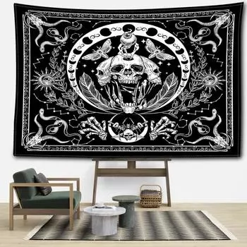 Гобелен с изображением бабочки и черепа Таро, настенный гобелен, абстрактное искусство, хиппи, Тапитц, колдовство, таинственное общежитие, домашний декор 95x73CM