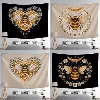 Гобелен с изображением бабочки, пчелы и цветов, украшение для офиса, гостиной, настенный гобелен для дома 100x75cm