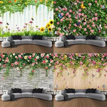 Гобелен с изображением цветка и растения, украшение для офиса, гостиной, настенный гобелен для дома 100x75cm