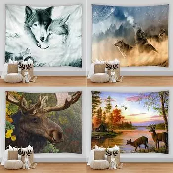 Гобелен с изображением диких животных, украшение для офиса, гостиной, настенный гобелен для дома 100x75cm
