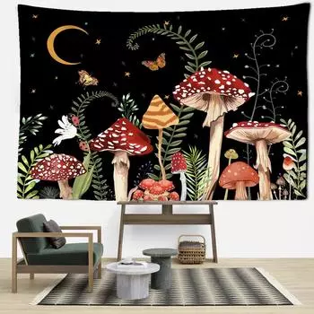 Гобелен с изображением гриба-бабочки, настенный Гобелен в богемном стиле, хиппи Tapitz, гостиная, спальня, домашний декор 95x73CM