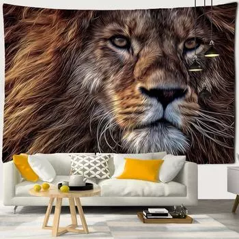 Гобелен с изображением льва, тигра, волка, настенный гобелен для украшения дома, животные, большой гобелен, пляжное полотенце, коврик для йоги, одеяло, скатерть, настенный гобелен W150xH100cm