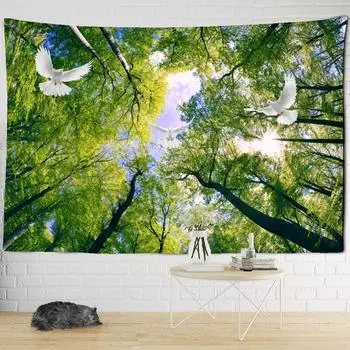 Гобелен с изображением леса и природного пейзажа, настенный гобелен в богемном стиле, домашний декор, гобелен 100x75cm