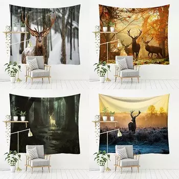 Гобелен с изображением лесного лося, украшение для дома, стены, гобелен для спальни, гостиной, гобелен 100x75cm