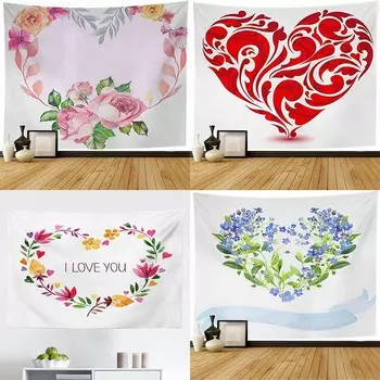 Гобелен с изображением растений в форме сердца Фоновая ткань Офис Гостиная Гобелен Украшение стены Дома Гобелен 100x75cm