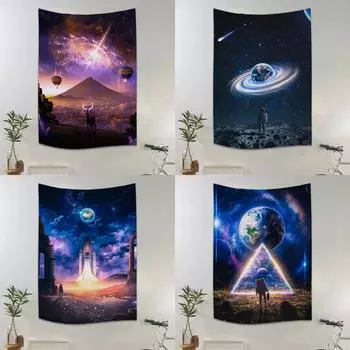 Гобелен с космическим рисунком астронавта, украшение для дома, стены, гобелен для спальни, гостиной, гобелен 100x75cm