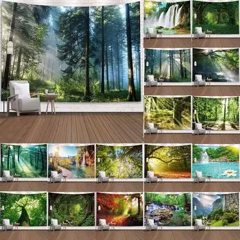 Гобелен с лесным водопадом, настенный Хэллоуин, зеленый гобелен, защита глаз, гобелен, домашний декор, фреска 75*95cm