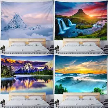 Гобелен с пейзажем восхода солнца, настенный психоделический гобелен «Аврора», домашний декор, гобелен для гостиной, спальни, настенный декор, фоновая ткань 100x75cm