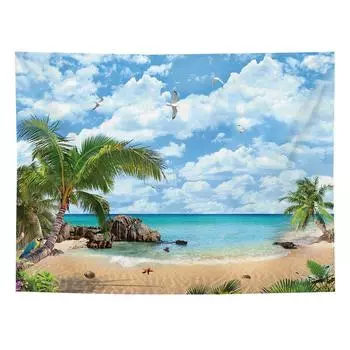 Гобелен с пляжным принтом, настенное украшение для спальни, природный пейзаж, эстетика дома, художественное украшение 100x75cm