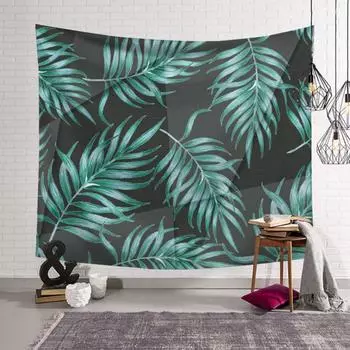 Гобелен с принтом, индивидуальный дизайн зеленых растений, фоновая ткань для скандинавской комнаты, подвесная ткань для спальни, настенная ткань 95*73