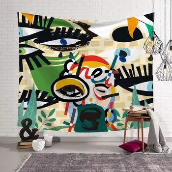 Гобелен с принтом, индивидуальный дизайн зеленых растений, скандинавская фоновая ткань, гобелен для спальни, подвесная ткань для комнаты 95*73