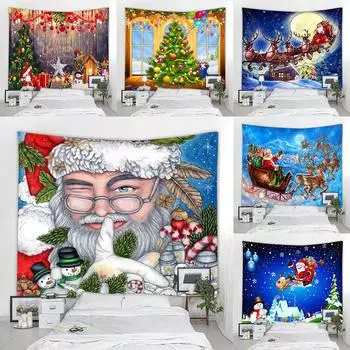 Гобелен с принтом Санта-Клауса, Рождественский домашний декор, полиэстеровый гобелен, декор для комнаты, фон, ткань, Tapiz navideo 100x75cm