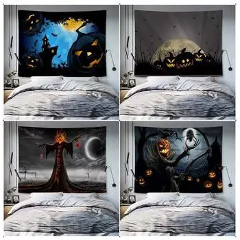 Гобелен с принтом ужасов, серия Хэллоуина, домашний декор, гобелен, настенный гобелен для гостиной, настенный декор, фоновая ткань 100x75cm