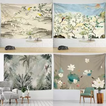 Гобелен с принтом в стиле арт-деко, фоновая ткань, богемный психоделический настенный гобелен для общежития, спальни, домашний декор, гобелен 100x75cm