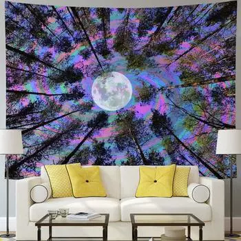 Гобелен с природными пейзажами, психоделический гобелен с изображением Солнца и Луны, подвесная ткань, скатерть, ткань для коробки электросчетчика 95*73