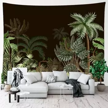 Гобелен с растениями, настенное украшение для комнаты, тропические листья, цветок, пейзаж, гобелен, фон, домашний декор для спальни 100X75CM