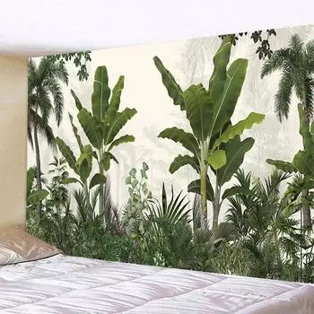 Гобелен с растениями, настенный гобелен с тропическими листьями, украшение дома для гостиной, спальни, эстетическая картина кактуса, настенная ткань 100x75cm