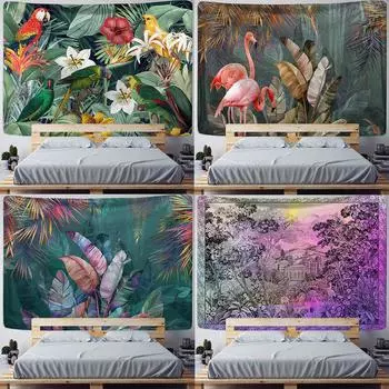 Гобелен с растительным принтом, домашняя подвесная ткань, настенное пляжное полотенце, пляжное одеяло для сидения 150x130cm