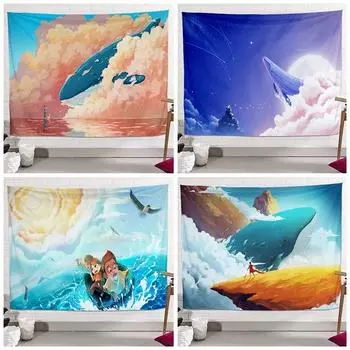 Гобелен с рисунком цвета китового неба Гобелен для офиса, гостиной, украшения стен дома Гобелен 100x75cm
