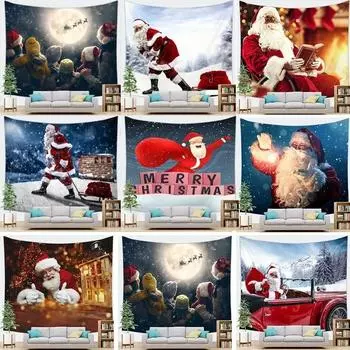 Гобелен с рисунком Санта-Клауса для дома, спальни, гостиной, настенного украшения, рождественский гобелен 100x75cm