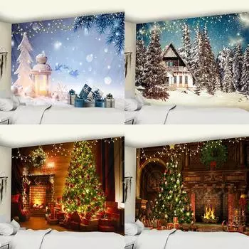 Гобелен с Рождеством и Ночью, настенный Эстетический Настенный Декор для комнаты, фон, ткань в стиле хиппи, домашний декор для гостиной и спальни 100x75cm